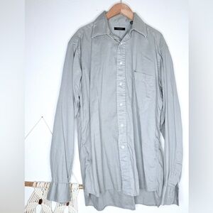 Burberry London Shirt Casual Collared Dress Button Down Gray Long Sleeved mens